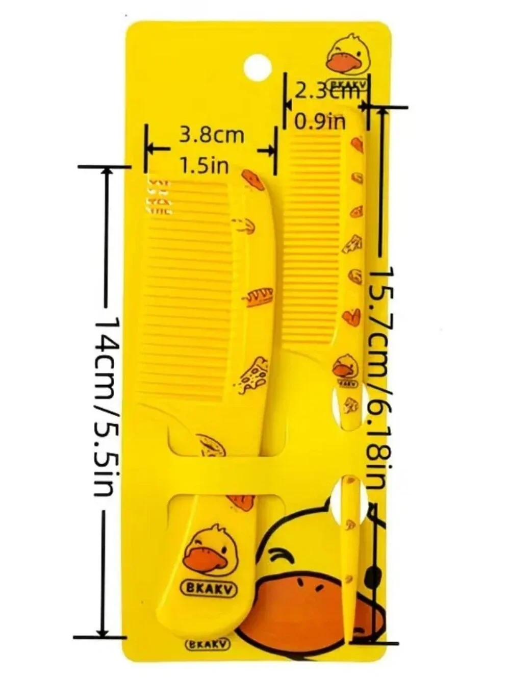 Yellow Kids Duck Cartoon Hair Comb Set - Gentle Detangling